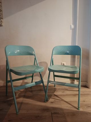 2 Sillas Metálicas Azul - VINTAGE