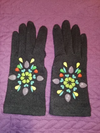 Guantes Bimba y Lola azul marino, lana y cachemira