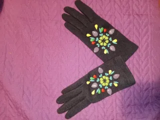 Guantes Bimba y Lola azul marino, lana y cachemira