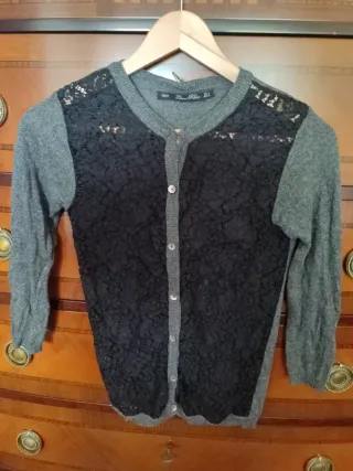 Rebeca Zara Encaje Negra y Gris Talla XS