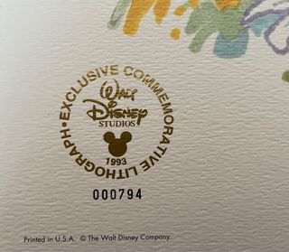 OFFERTA 2 Litografie Commemorative Disney 1993