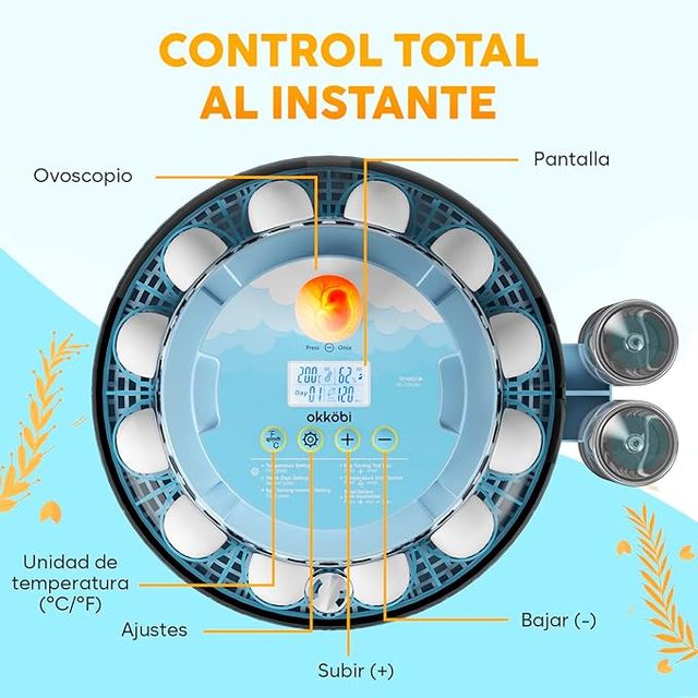 OKKÖBI Incubadora Automática de Ovos 18 Ovos Azul