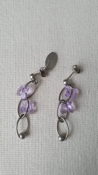 Pendientes Lotus Plata Mariposa Morada