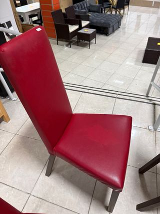 Sillas de comedor de piel roja (4 unidades)