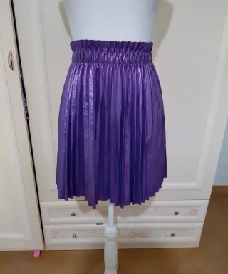 Gonna a pieghe viola metallizzata Pimkie