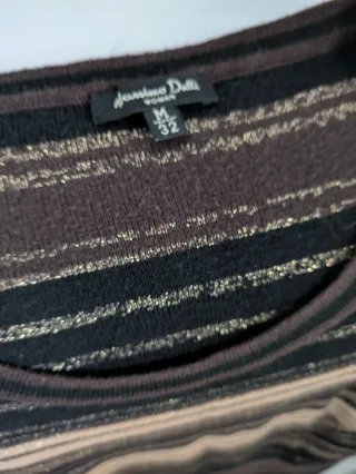 Vestido Lurex Oro Seda Algodón Massimo Dutti