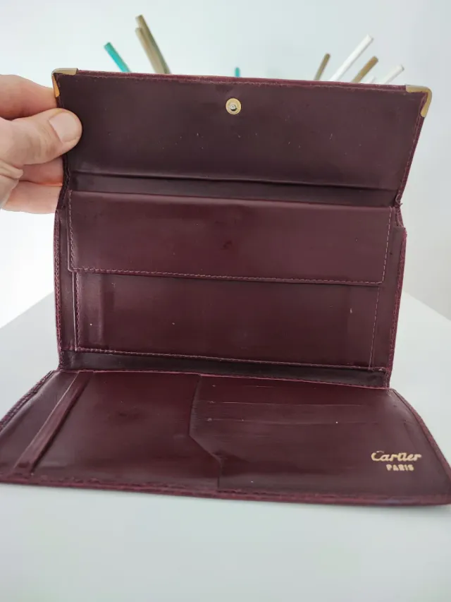 Portafoglio Cartier Paris Vintage Pelle Rossa