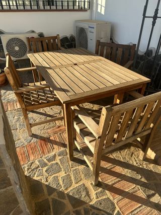 Mesa de teca exterior con 4 sillas