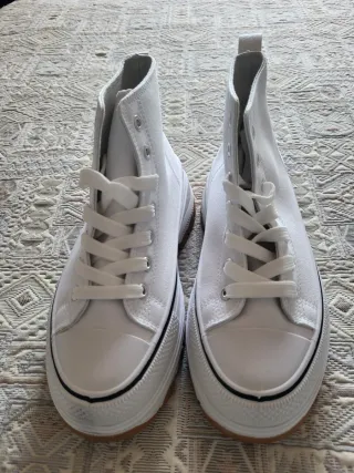Botas Zapatillas Blancas Tela