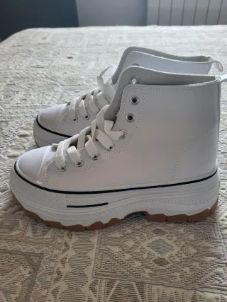 Botas Zapatillas Blancas Tela