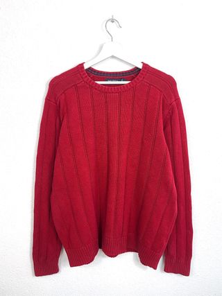 Jersey Nautica Bordado Grueso Retro Clásico Rojo