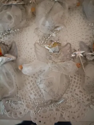Set 6 decorazioni natalizie angioletti argentati