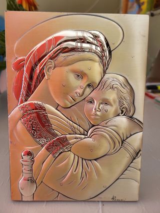 Cuadro Plata con sello 925 Virgen y el Niño