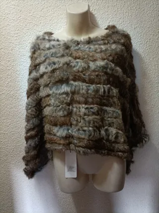 Poncho de piel auténtica Talla Única