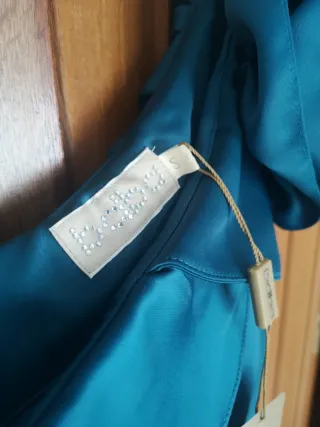 Vestido cóctel verde aguamarina.