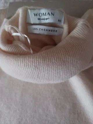 Jersey cuello alto mujer beige