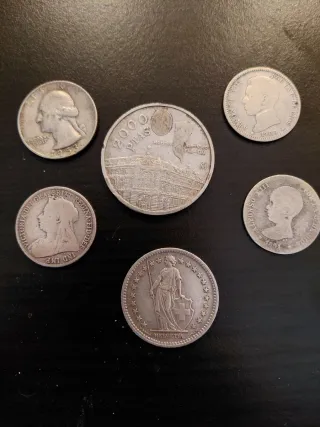 Lote de 6 monedas antiguas de plata
