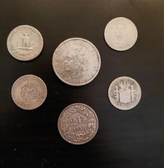 Lote de 6 monedas antiguas de plata