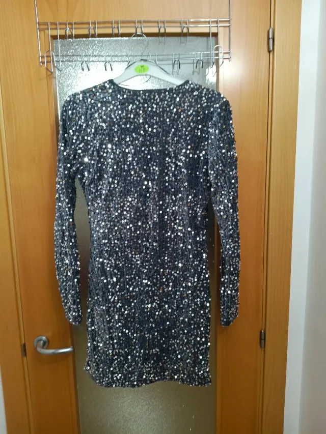 Vestido fiesta lentejuelas negro XS