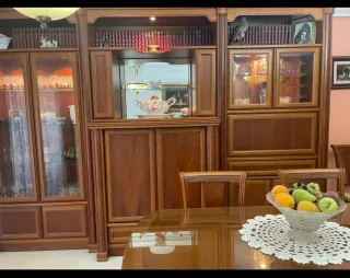 Comedor completo madera y cristal