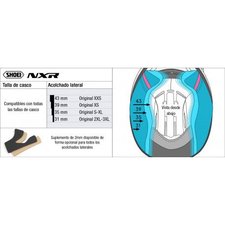 RECAMBIO SHOEI ACOLCHADO LATERAL TIPO NXR
