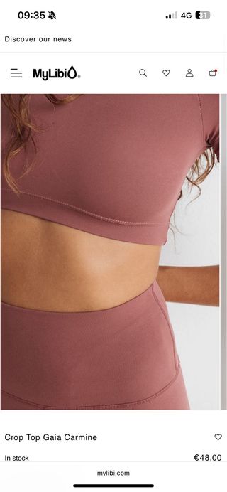 Gym crop top - size S