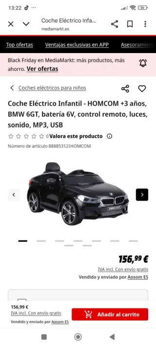 Coche niño batería bmw
