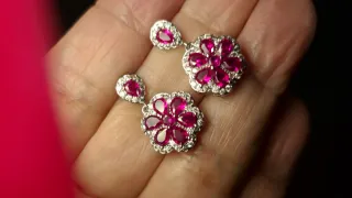 Pendientes de fiesta rojos y plateados