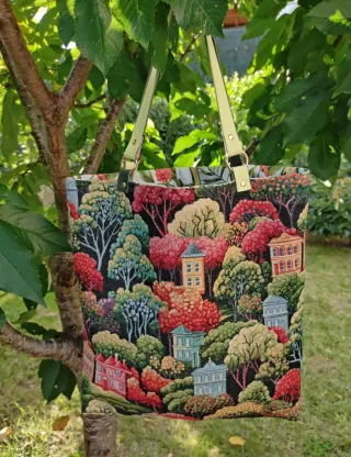 Hecho a mano.Artesano.Bolso reversible asas piel