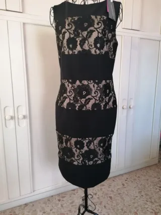 Vestito elegante longuette, interamente foderato