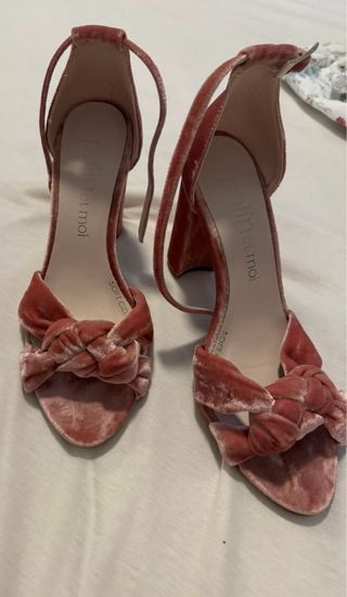 Zapatos de tacón terciopelo rosa polin et moi