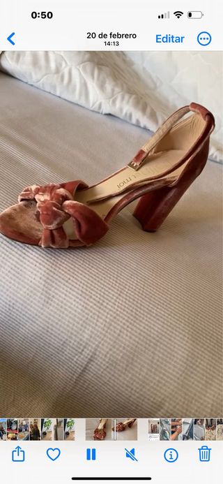Zapatos de tacón terciopelo rosa polin et moi