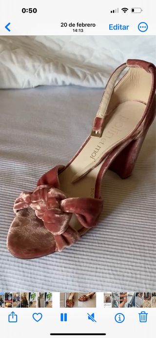 Zapatos de tacón terciopelo rosa polin et moi