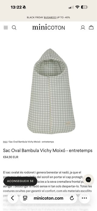 Saco Minicoton Vichy Musgo entretiempo -como nuevo