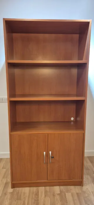 Estantería de madera con puertas