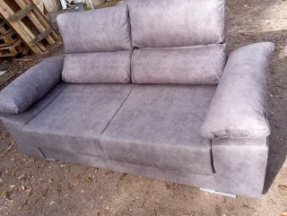 Sofá 2 plazas gris tela