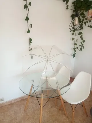 Paraguas transparente y blanco automático