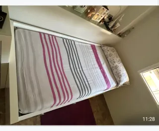 Cama nido madera blanca maciza 90 con cajones.