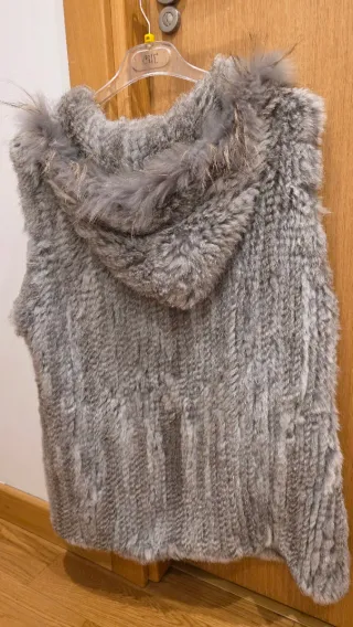 Chaleco piel conejo Cortefiel Talla Única Gris