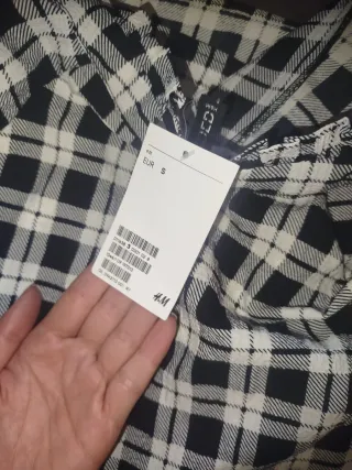 Vestido camisero cuadros blanco y negro