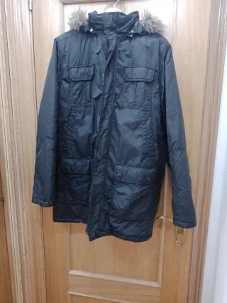 Parka Negra Invierno Talla L Caballero