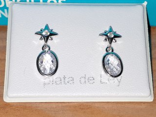 Pendientes Plata Ley Circonitas Ovaladas Estrella
