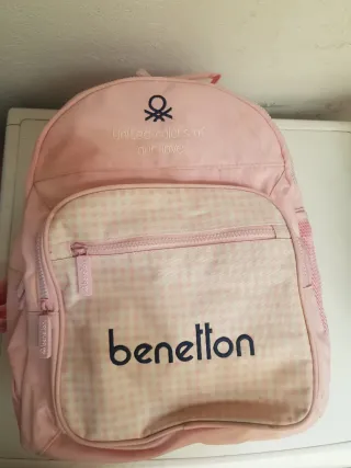 Mochila Benetton rosa cuadros