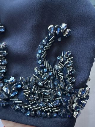 VESTIDO DE FIESTA O MADRINA, COLOR AZUL NOCHE.