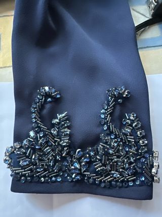 VESTIDO DE FIESTA O MADRINA, COLOR AZUL NOCHE.