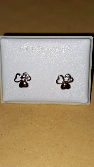 Pendientes niña plata de ley corazón trébol