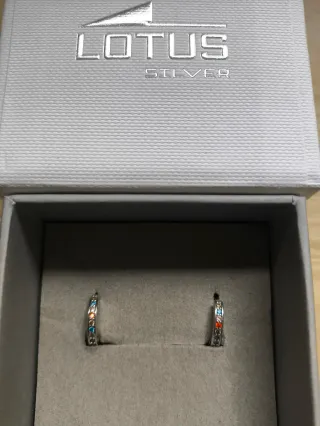 Pendientes Lotus Plata Multicolor en caja original