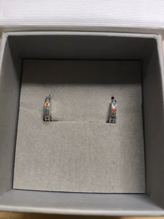 Pendientes Lotus Plata Multicolor en caja original