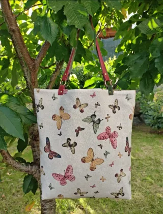 Bolso reversible.Hecho a mano asas piel