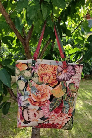 Bolso reversible.Hecho a mano asas piel